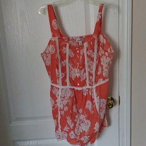Dressbarn orange floral size 14/16 tang top 🍾